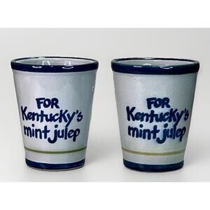 2 Louisville Stoneware Mint Julep Pottery Cups Old Kentucky Tumblers 2006